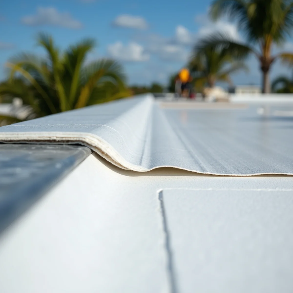 Commercial grade TPO membrane applied over rigid EPS insulation on a Barefoot Bay manufactured home