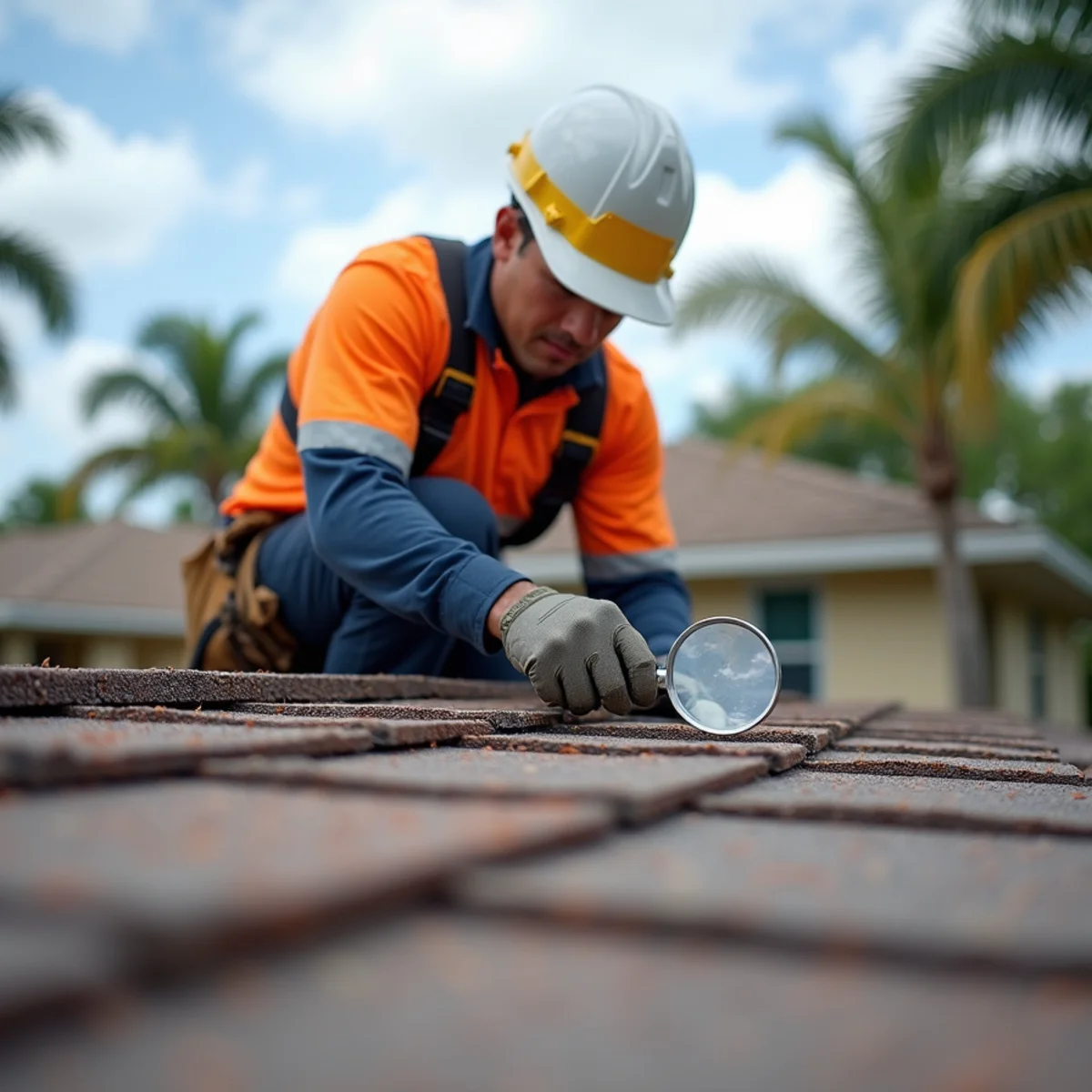 Roofing inspector verifying 5 years remaining useful life on an architectural shingle roof