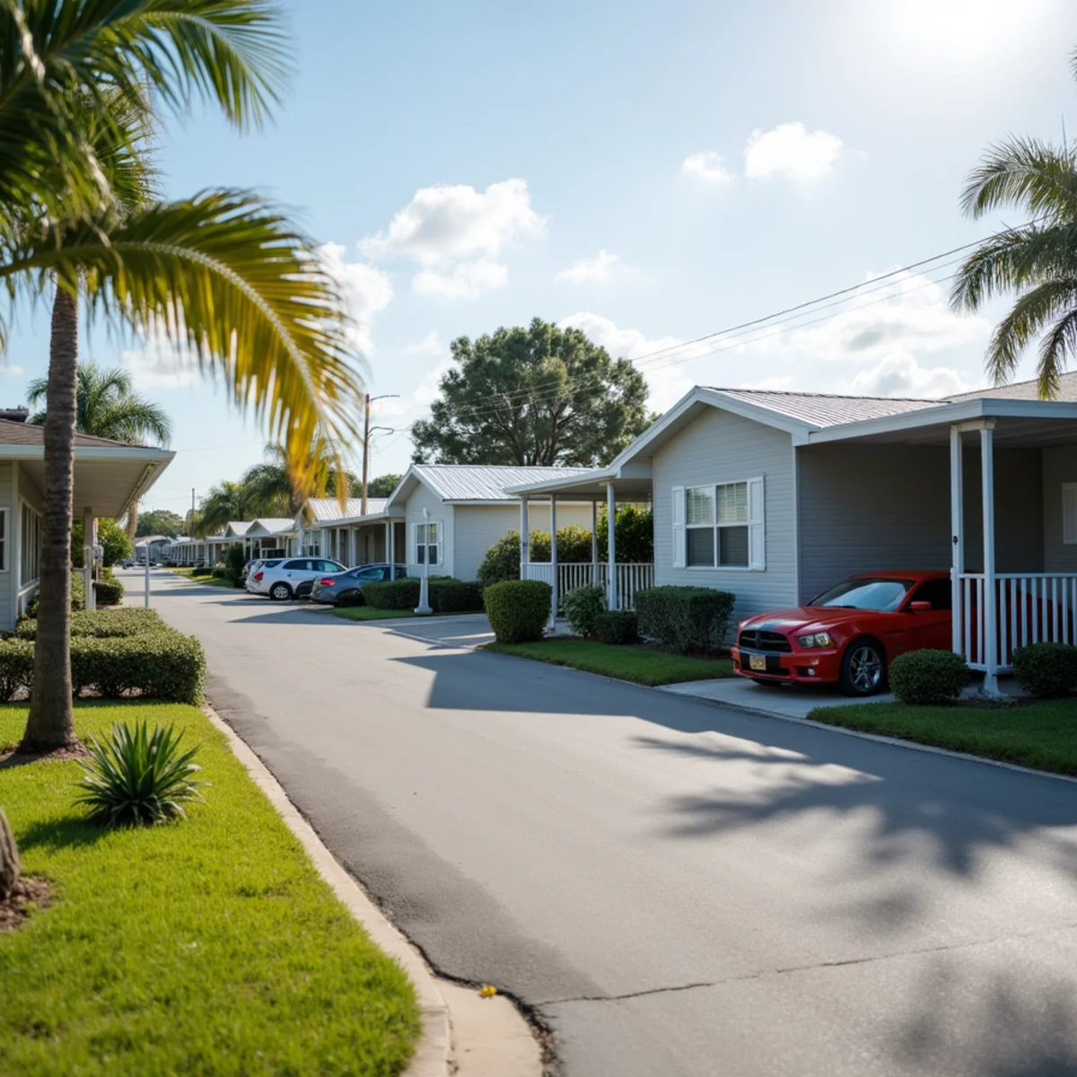 Low-slope manufactured home in Barefoot Bay community receiving roof-over consultation