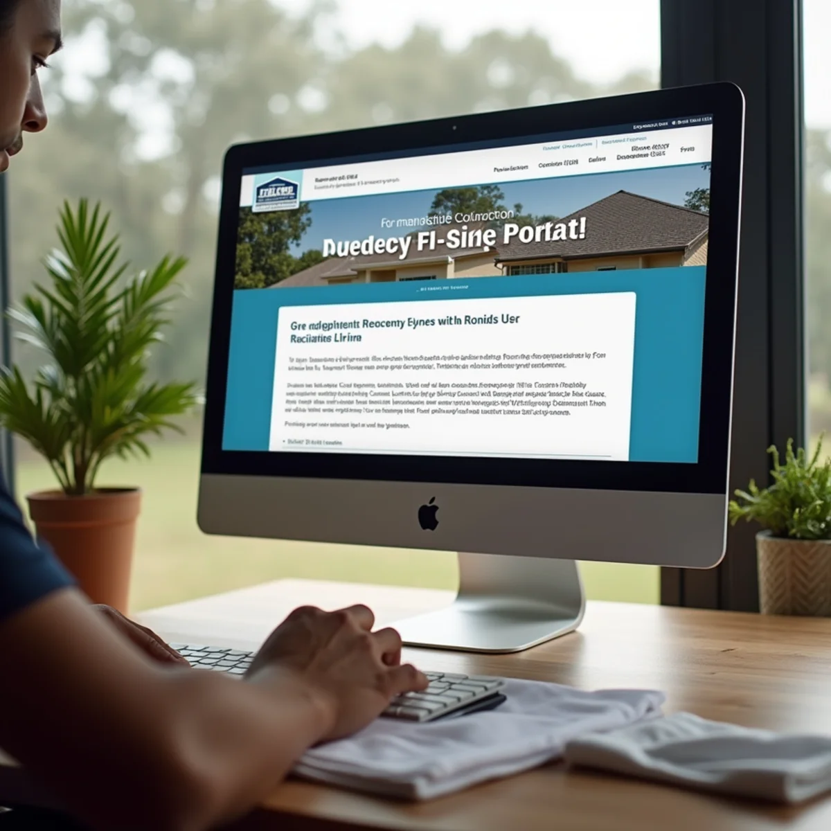 Homeowner reviewing My Safe Florida Home program grant application on computer