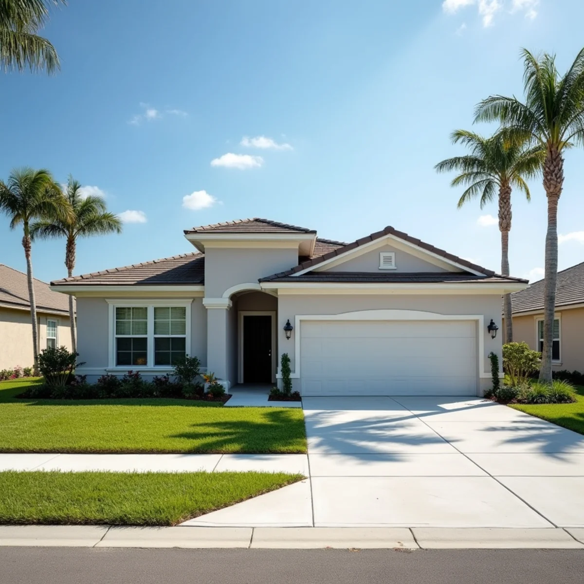 Classic 1980s concrete block GDC home in Port Malabar Palm Bay with hip roof structure