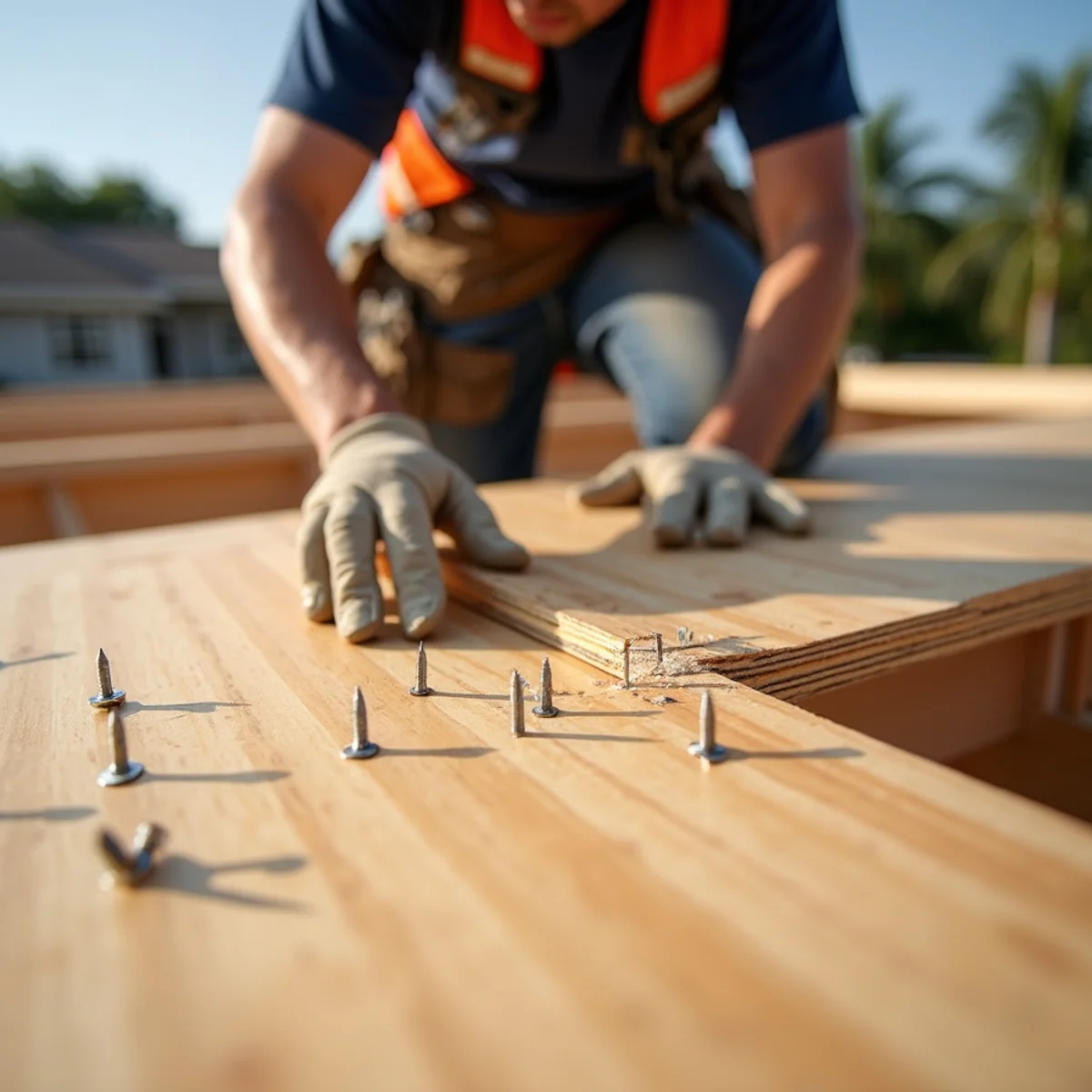 Roof deck re-nailed with 8d ring-shank nails at 6-inch intervals meeting Florida Building Code