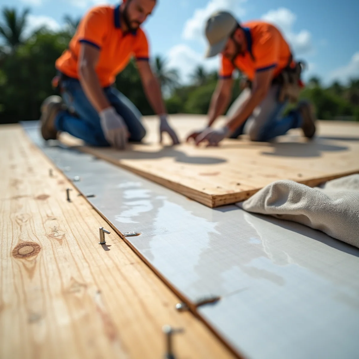 Self-adhered secondary water barrier underlayment nailed to Florida Building Code roof decking
